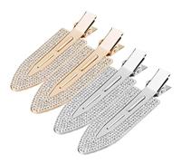 DECHOUS 4 Pezzi Fermagli per Chioma Strass senza Pieghe per Frangia, Clip Piatte Leggere per Trucco e Styling, Mollette Antipiega Oro e Argento per Acconciature e Uso Quotidiano