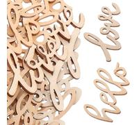 DECHOUS 40 Pezzi Decorazioni in Legno Lettere Traforate a Forma di Cuore Beige, per Graffiti a Mano Libera e Decorazioni di Matrimonio Versatili senza Sbavature
