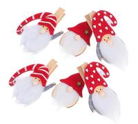 DECHOUS 6 Pezzi Mollette in Legno Babbo Natale per Foto a Casa e Parete | Stile Misto Carino e Unico, Leggere e Pieghevoli, per Appendere Immagini in Casa Stile Casuale