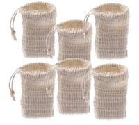 DECHOUS 6 Pezzi Sacchetti Porta Sapone Portatile in Cotone e Lino Chiusura a Coulisse e Cordino, Facili da Conservare, per Uso Doccia