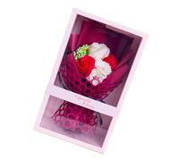 DECHOUS Bouquet di Rose di Sapone Rosse Scatola Regalo Decorazione Floreale Artigianale Fiore Conservato Profumato per Feste Anniversari e Occasioni Speciali