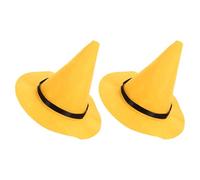 DECHOUS Cappello da Strega a Punta in Feltro Spesso Giallo 2 Pezzi con Ampia Falda Cappello da Mago da Donna e Uomo per Costumi Cosplay Halloween e Feste a Tema