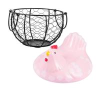 DECHOUS Cesto Portaoggetti in Ferro con Coperchio a Forma di Gallina Cesto da Cucina per Frutta Secca, Frutta e Snack e Altri Usi