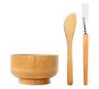DECHOUS Ciotola per in Legno con Pennello e Spatola in Bamboo Accessori Te per Bellezza Riutilizzabile Facile da Pulire per Uso Domestico e Centri Estetici