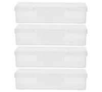 DECHOUS Contenitore Porta Cotton Fioc Trasparente 4 Pezzi con Coperchio Dispenser Portatile per Bagno e Viaggio Scatola Compatta per Stuzzicadenti e Batuffoli di Cotone