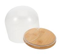 DECHOUS Cupola di Vetro Trasparente con Base in Bambù Campana per Esposizione di Fiori Eterni e Dessert Protezione Antipolvere per Decorazioni Casa e Ufficio 15X12 CM