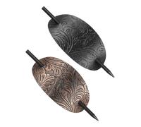 DECHOUS Fermagli per Chioma in Pelle Morbida 2 Pezzi con Bastoncino Ovale Antiscivolo per Chignon e Coda di Cavallo Accessori Minimalisti Retrò per Donna Acconciature Raccolte