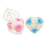 DECHOUS Fiori Idratante a Rosa Sapone e Profumati 2 Pezzi con Forma Cestino in Ferro, Delicata Pulizia Decorazione Elegante per Matrimonio Casa