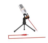 DECHOUS Microfono a Condensatore con Supporto e Clip per Skype Msn | Jack Stereo da 3, 5mm, Bianco Abs, Risposta 50 Hz 16 Khz, per Laptop e Voce fuori Campo