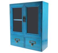 DECHOUS Mobiletto Pensile in Legno Vintage con Doppie Sportelle Armadietto da Parete Basso per Piccoli Oggetti Organizer Multifunzionale per Camera e Soggiorno Design Stabile e Robusto