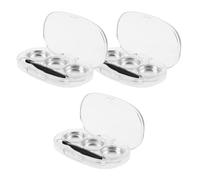 DECHOUS Organizer Trasparente per Trucco Portatile 3 Scomparti con Pennello Integrato, Mini Palette di Ombretti Multifunzionale per Beauty Case da Viaggio, Contenitore Compatto