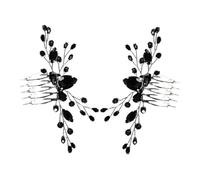 DECHOUS Pettini per capelli da sposa con strass neri 2 pezzi, pettine laterale vintage per donna, accessori per capelli da matrimonio, fermagli eleganti per damigelle e spose