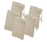 DECHOUS Sacchetto di Sapone Esfoliante in Cotone e Lino con Coulisse, Set da 5 Bustine Schiumogene per Scrub Corpo, Adatto per Pelle Secca e Ruvida, per Doccia e Massaggio Quotidiano