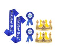 DECHOUS Set 2 Pezzi Corona e Fascia per Chioma a Corona Blu Accessori Compleanno Festeggiato Decorazioni per Feste e Foto Fascia per Chioma Riutilizzabile per