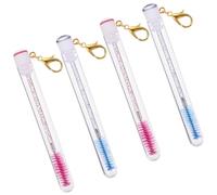 DECHOUS Set 4 Pezzi Scovolini Ciglia Portachiavi in Acrilico e Lega di Alluminio Colore Assortito, Strumento per Trucco Occhi Tubo Trasparente, per Donna e Salon Tools