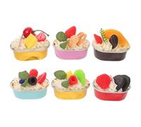 DECHOUS Set 6 Cupcake Finti Realistici in Alluminio Mini Tortine Artificiali per Decorazioni di Dolci e Feste Modelli di Dessert Salvaspazio per Arredamento Casa Vetrine e Servizi