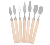 DECHOUS Set 7 Pezzi Spatola per Pittura Professionale in Acciaio Resistente Manico in Legno Raschietto Portatile per Pittura a Olio Artistici per Miscelazione Vernici e Lavori