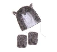 DECHOUS Set Cosplay Cappello e Guanti Lupo Mannaro in Peluche Soffice Accessori per Feste di Halloween e Giochi di Ruolo Copricapo Leggero e Decorativo per Eventi e Fotografia