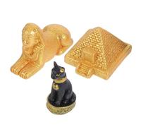 DECHOUS Set da 3 Miniature Antico Egitto in Resina Statua della Sfinge Piramide Egizia e Scultura di Gatto per Decorazioni Casa e Collezione Tematiche