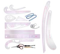 DECHOUS Set righelli da cucito professionali in plastica con righello per curve francesi e righello per orli, strumenti sartoriali per modellismo e creazione abiti, adatti a, designer e uso domestico