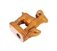 DECHOUS Statuetta Decorativa di Capra in Porcellana 15,00x12,80x4,60 Cm | Anno 2027, Design Tradizionale Cinese Vintage, Finitura con Smalto Fluido e Effetto Crepe Ghiaccio