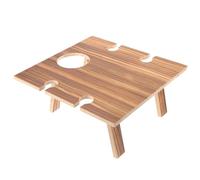 DECHOUS Tavolo da Vino per Esterni in Legno Pieghevole 30X24 Porta Bicchieri e Funzione Portabottiglie