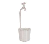 DECHOUS Vaso da Fiori in Ferro Retrò con Rubinetto Integrato, Contenitore per Fioriere da Balcone e Giardino, Vaso Vintage Resistente per Piante da Esterno, Decorazione Rustica Bianca