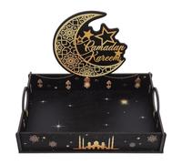 DECHOUS Vassoio di Legno per Dolci Ramadan e Eid Mubarak, Porta Caramelle e Snack, Design a Stella e Luna, Centro Tavola per Celebrazioni Festive 2026