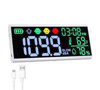 Decibel Meter 33 cm Sound Decibel Meter Display Tempo Temperatura Umidità Montaggio a Parete e Desktop Sound Level Meter con Buzzer Alarm Icons Indicatore, Noise Meter per aule, Studio, Casa, ecc.