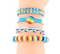 Decixde Braccialetto arcobaleno Pride Braccialetto intrecciato fatto a mano Braccialetto con perline arcobaleno per coppie gay lesbiche braccialetto dell'amicizia LGBTQ accessori per parata