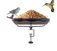 Deck Bird Bath - Deck Mounted Metal Feeder, Anti-Tilt Balcony Railing Bird Baths For Garden Yard Patio Railing Porch Tree Balcony Window Outdoor Birds Wildlife Drinking Feeder Station Metal Bath