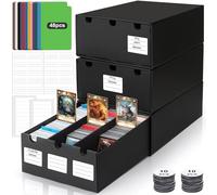 Deck Box per Carte Mtg,Scatola Carte Pokemon Collezionabili da 9000+ Porta Deck con 48 Divisori,Etichette e Nastro Adesivo,Contenitore Carte Pokemon per Carte TCG MTG YuGiOh