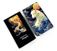 Deck dell'Oracolo del Drago I-Ching: Carte divinatorie con esagrammi tradizionali e arte mistica degli animali - Antica saggezza giardino,Drago cinese,piume colorateCarta tessile