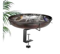 Deck Mounted Bird Bath - Metal Feeder Railing Attachment, Outdoor Bird Basin | Clamp-On Water Bowl Station, Durable Garden Feeding Tray, Ideal For Yard, Fence, Balcony, Porch, Patio, Wildlife