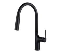 Deck Mounted Kitchen Faucet Pull Out Mixer Tap Gun Gray Brass Two Function Single Handle Hot And Cold Water Crane(V62-Black)