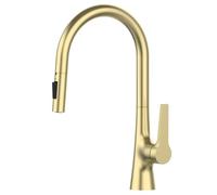 Deck Mounted Kitchen Faucet Pull Out Mixer Tap Gun Gray Brass Two Function Single Handle Hot And Cold Water Crane(Brushed Gold)