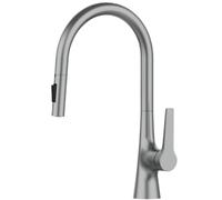 Deck Mounted Kitchen Faucet Pull Out Mixer Tap Gun Gray Brass Two Function Single Handle Hot And Cold Water Crane(Brushed Chrome)