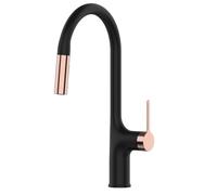 Deck Mounted Kitchen Faucet Pull Out Mixer Tap Gun Gray Brass Two Function Single Handle Hot And Cold Water Crane(V62-Black Rose Gold)