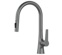 Deck Mounted Kitchen Faucet Pull Out Mixer Tap Gun Gray Brass Two Function Single Handle Hot And Cold Water Crane(Gun Gray)