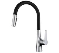 Deck Mounted Kitchen Faucet Pull Out Mixer Tap Gun Gray Brass Two Function Single Handle Hot And Cold Water Crane(Black Chrome)
