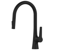 Deck Mounted Kitchen Faucet Pull Out Mixer Tap Gun Gray Brass Two Function Single Handle Hot And Cold Water Crane(Black)