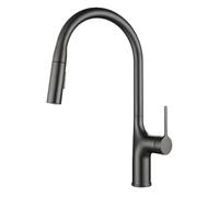 Deck Mounted Kitchen Faucet Pull Out Mixer Tap Gun Gray Brass Two Function Single Handle Hot And Cold Water Crane(V62-Gun Gray)