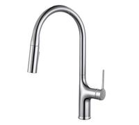 Deck Mounted Kitchen Faucet Pull Out Mixer Tap Gun Gray Brass Two Function Single Handle Hot And Cold Water Crane(V62-Chrome)