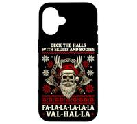 Deck natalizio vichingo The Halls With Skulls Warrior Xmas Custodia per iPhone 16