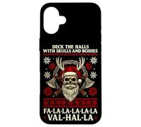 Deck natalizio vichingo The Halls With Skulls Warrior Xmas Custodia per iPhone 16 Plus