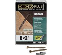 Deck Plus 49004 Viti per legno da esterno, n. 8 x 2, rivestimento epossidico a 4 strati, Torx/Star Drive incluso, filettatura grossa, viti per terrazze, resistenti alla ruggine per esterni, marroni