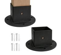 Deck Post Base - 2x2 Inch Squares Metal Support, 2 Piece Post Brackets | Deck Post Base - Square Metal Support for 2x2 Inch Posts | Heavy Duty Bracket Set for Wood Deck Construction Post Projects