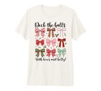 Deck The Halls con Archi E Agrifoglio Divertente Gioco di Parole Amante di Natale Maglietta Premium