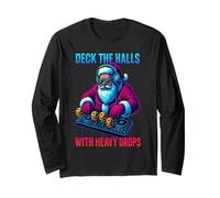Deck The Halls | Divertente Festa di Natale di Babbo Natale DJ Maglia a Manica