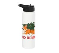 Deck The Paws Corgi Christmas Tree Holiday Dog Lover Stainless Steel Insulated Water Bottle